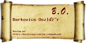 Berkovics Oszlár névjegykártya